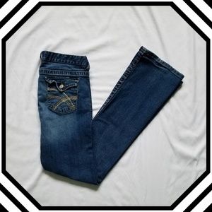 Rue 21 Mid Rise Bootcut Jeans w/ Embroidered Pocke